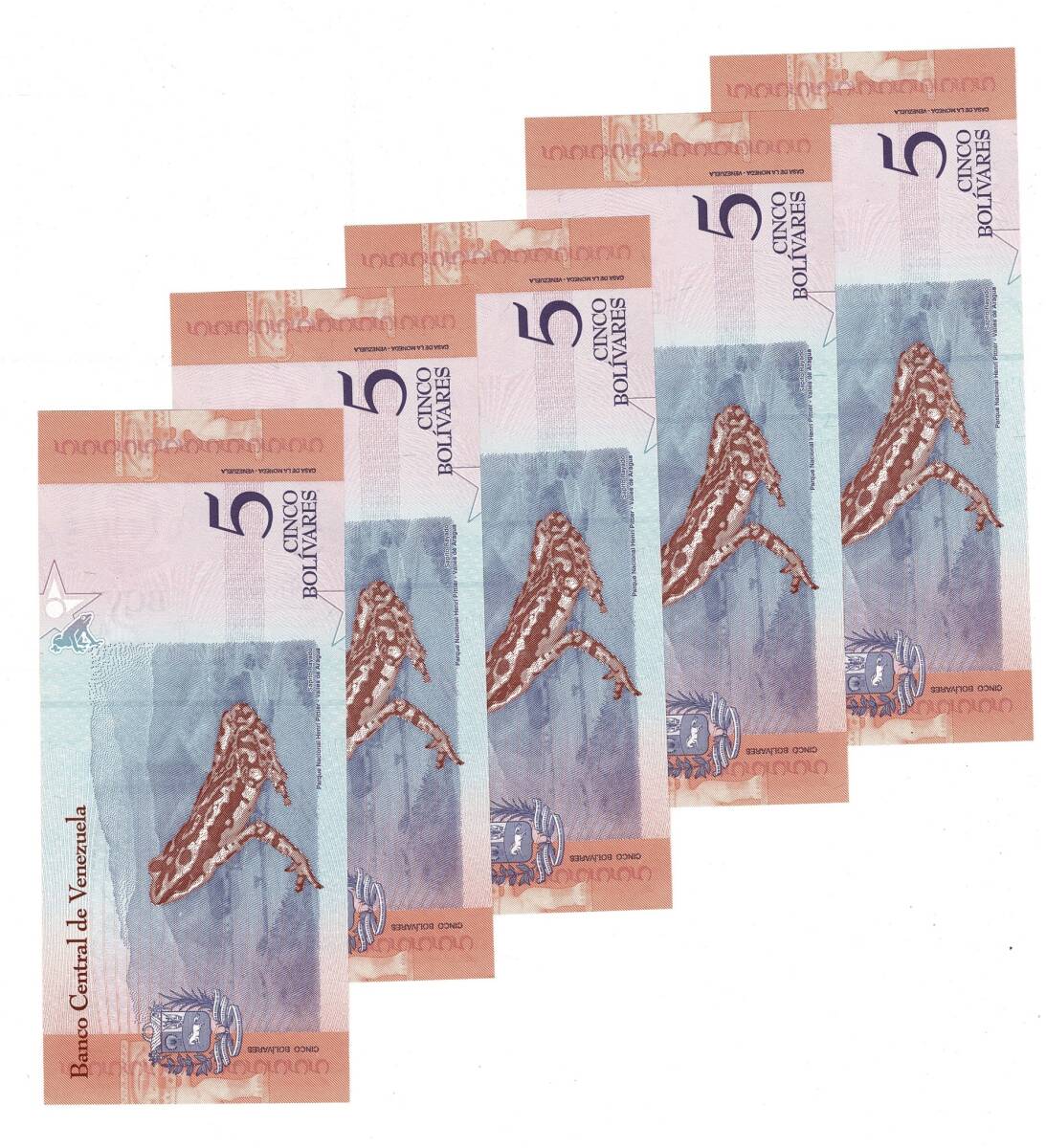 Venezuela 2018 Yılı 5 Bolivar (5 Adet) ÇİL YKP8821 - 2