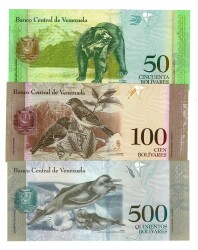 Venezuela 50/100/500 Bolivares Kağıt Para Seti ÇİL YKP8317 - 2