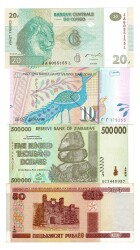 Kongo/Makedonya/Zimbabve/Belarus Yabancı Kağıt Para Lotu ÇİL/ÇÇT YKP8346 - 