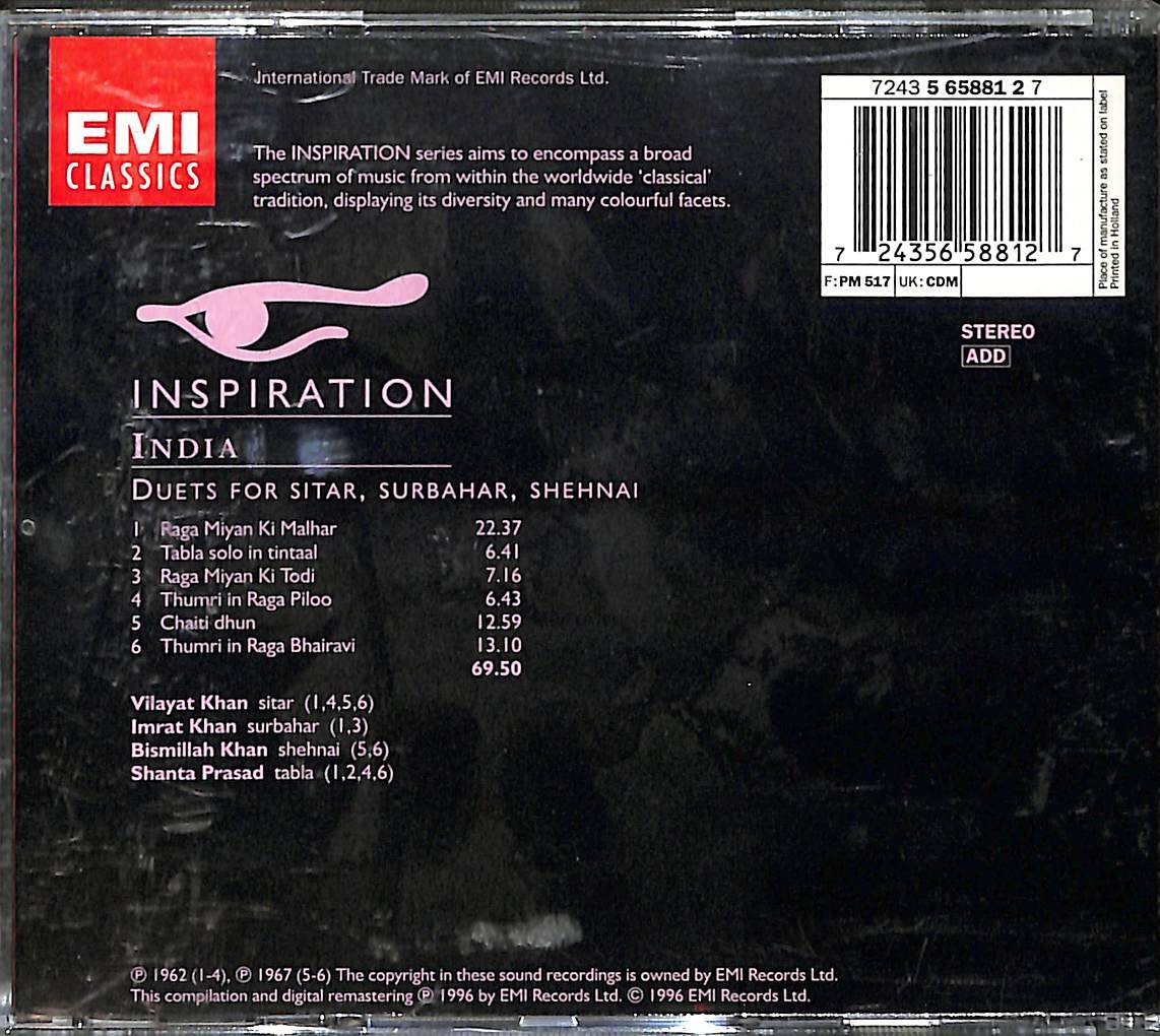 Vilavat Khan & Bismillah Kha - Inspiration - India CD (İkinci El) CD5476 - 2