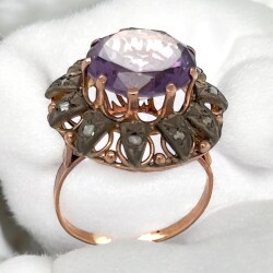 Vintage 10 Ayar Alexander ve Elmas Taşlı Yüzük ELM261 #7.54 - 3