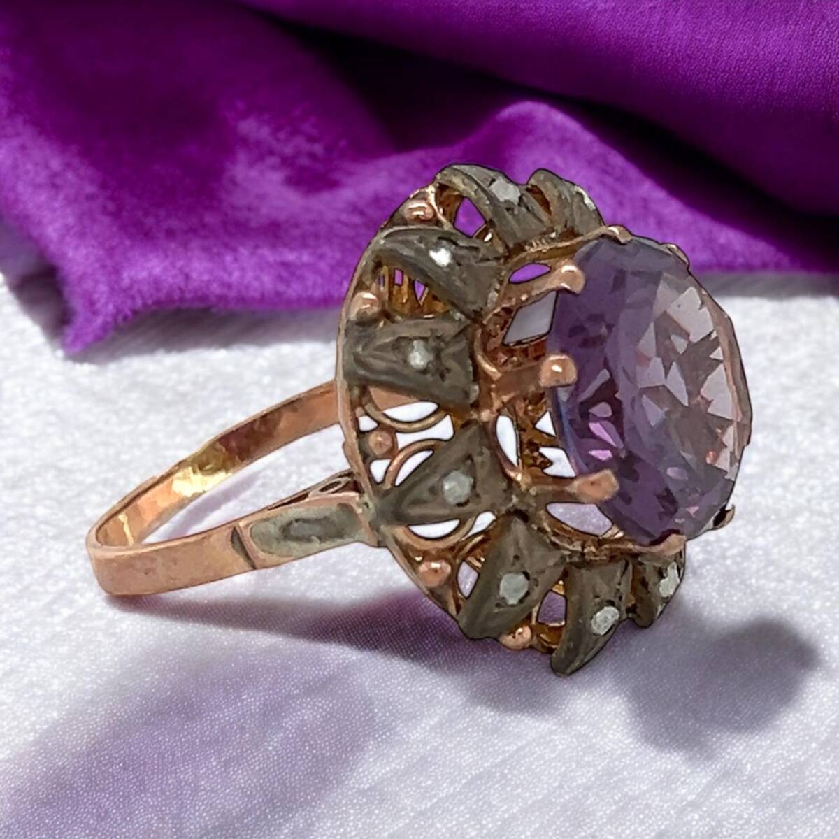 Vintage 10 Ayar Alexander ve Elmas Taşlı Yüzük ELM261 #7.54 - 1