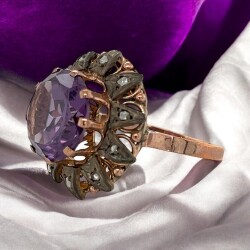 Vintage 10 Ayar Alexander ve Elmas Taşlı Yüzük ELM261 #7.54 - 4