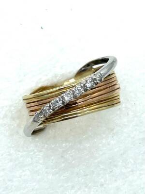 Vintage 14 Ayar Pırlanta Taşlı Yüzük ELM358 #5.18 - 1