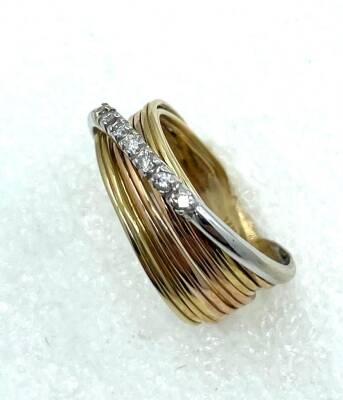 Vintage 14 Ayar Pırlanta Taşlı Yüzük ELM358 #5.18 - 3