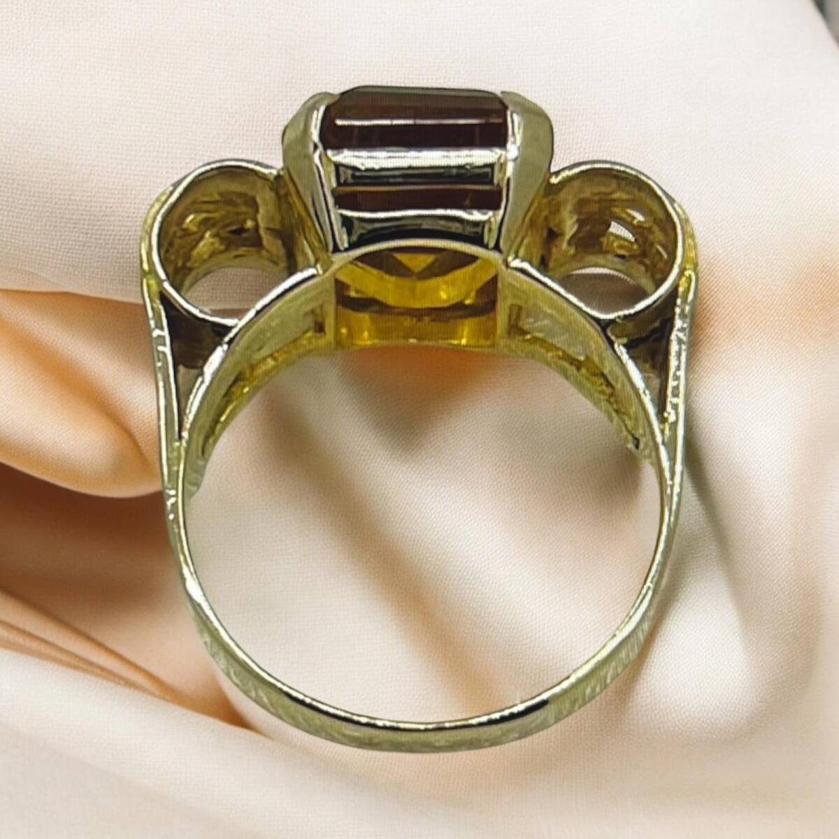 Vintage 18 Ayar Sitrin Taşlı Yüzük ELM188 #10 - 4