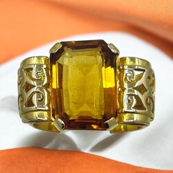 Vintage 18 Ayar Sitrin Taşlı Yüzük ELM188 #10 - Gökçekoleksiyon