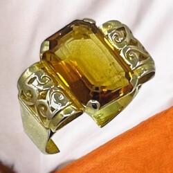 Vintage 18 Ayar Sitrin Taşlı Yüzük ELM188 #10 - 5