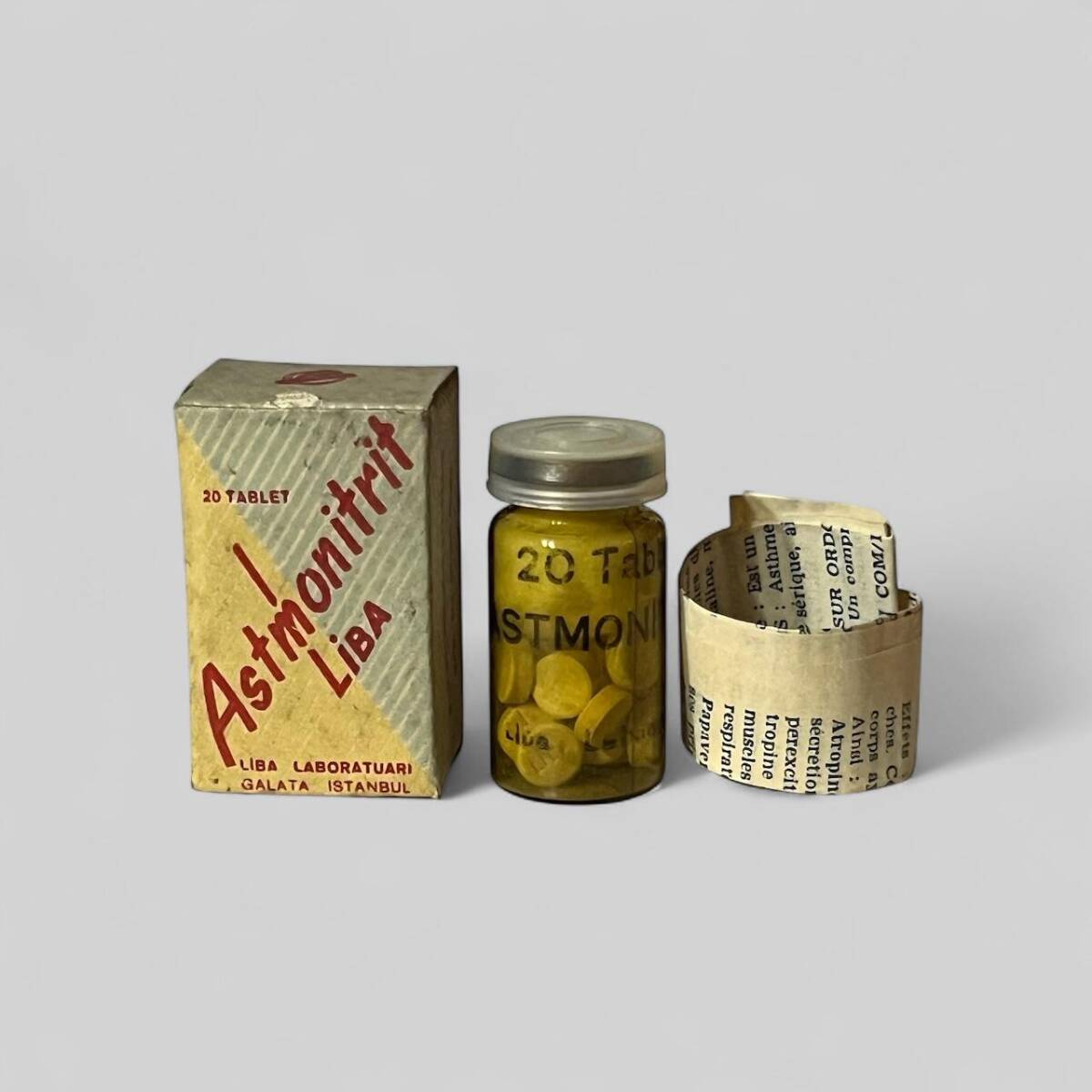 Vintage 1950s Asmonitrit İlaç Kutusunda Koleksiyonluk Tüketilmez MDL419 - 1