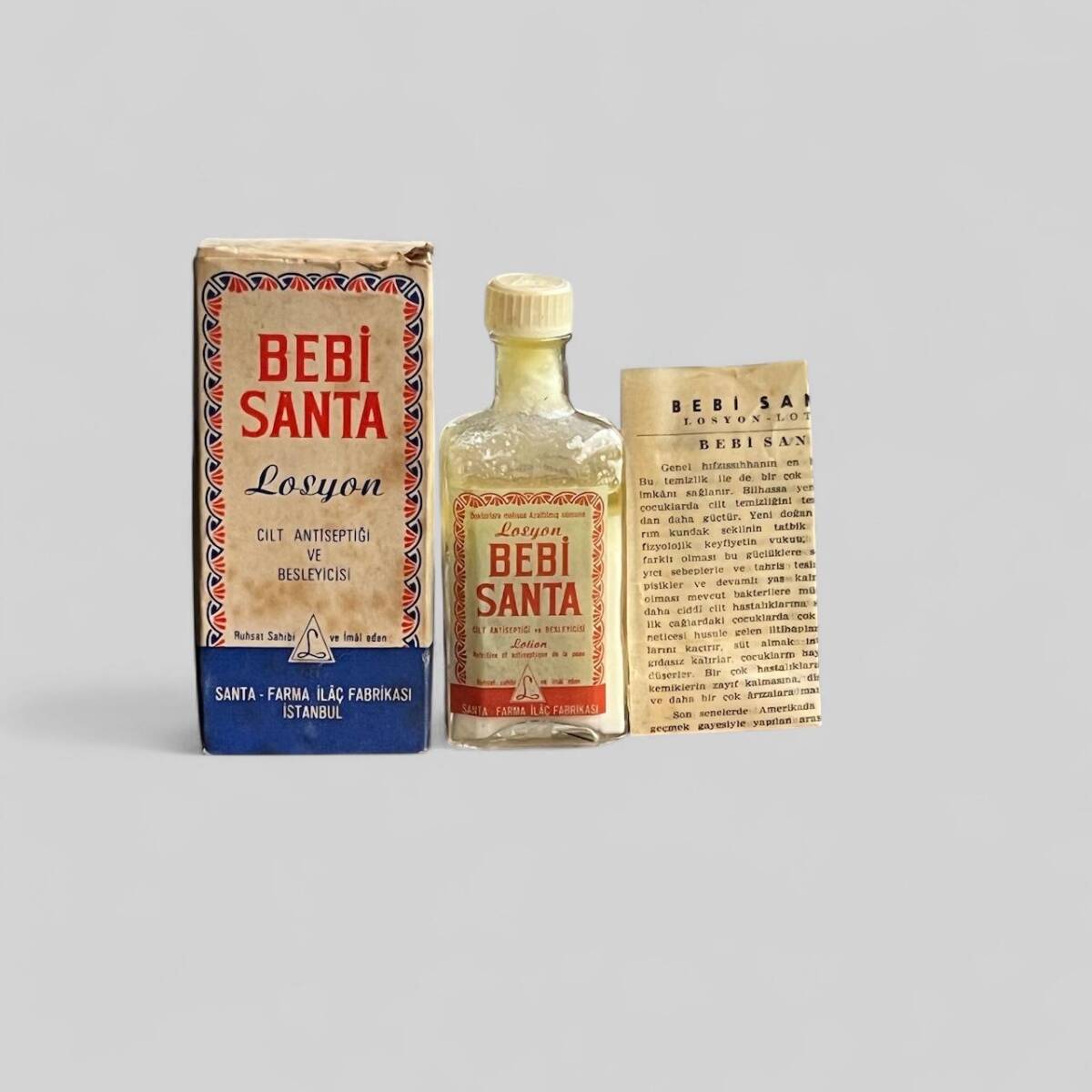 Vintage 1951 Bebi Santa Losyon İlaç Kutusunda Koleksiyonluk Tüketilmez MDL 394 - 1
