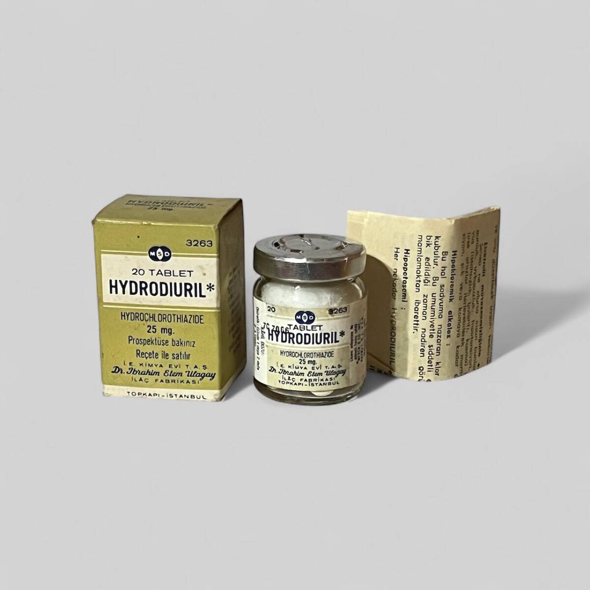 Vintage 1959 Hydrodıurıl İlaç Kutusunda Koleksiyonluk Tüketilmez MDL413 - 1