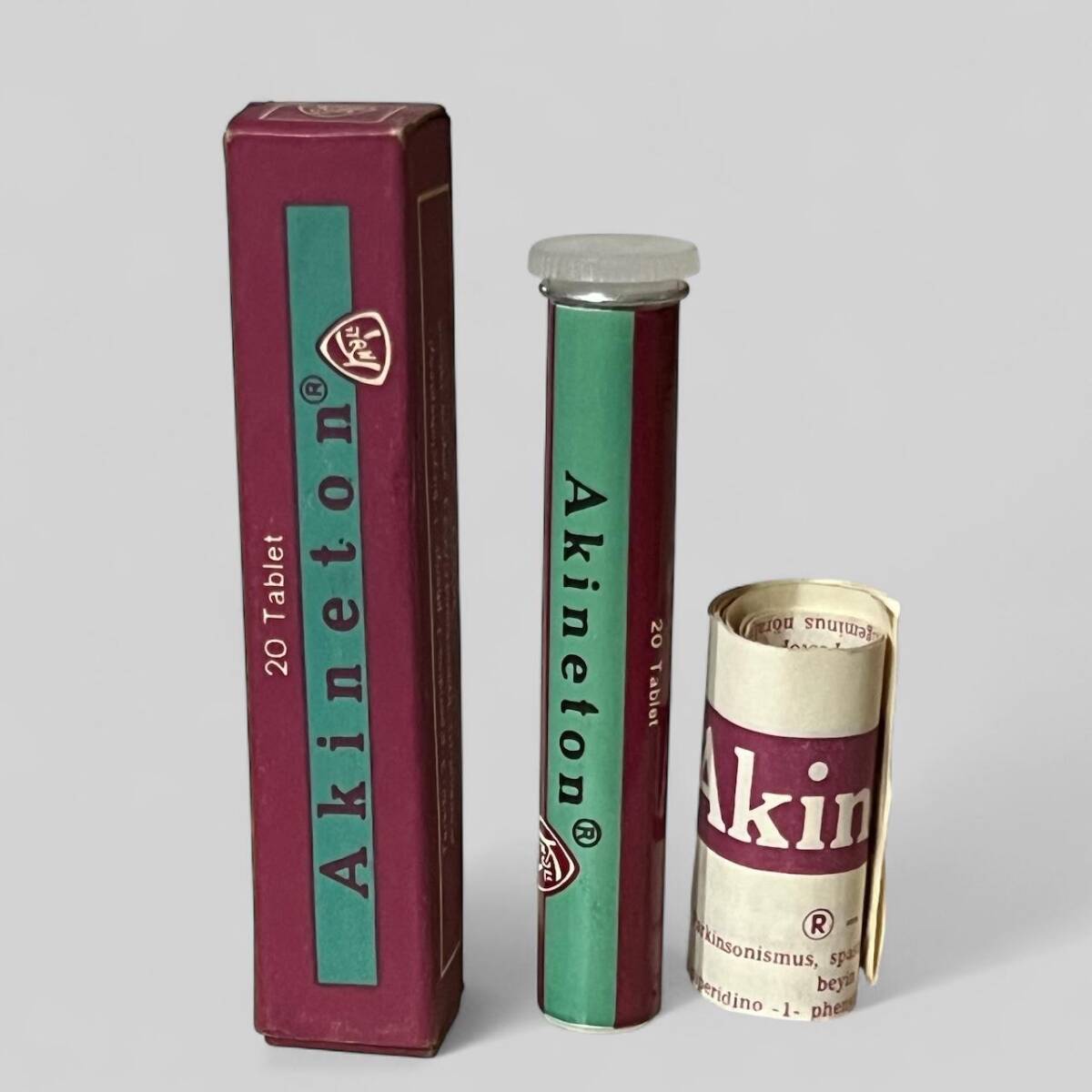 Vintage 1960s Akineton İlaç Kutusunda Koleksiyonluk Tüketilmez MDL416 - 1