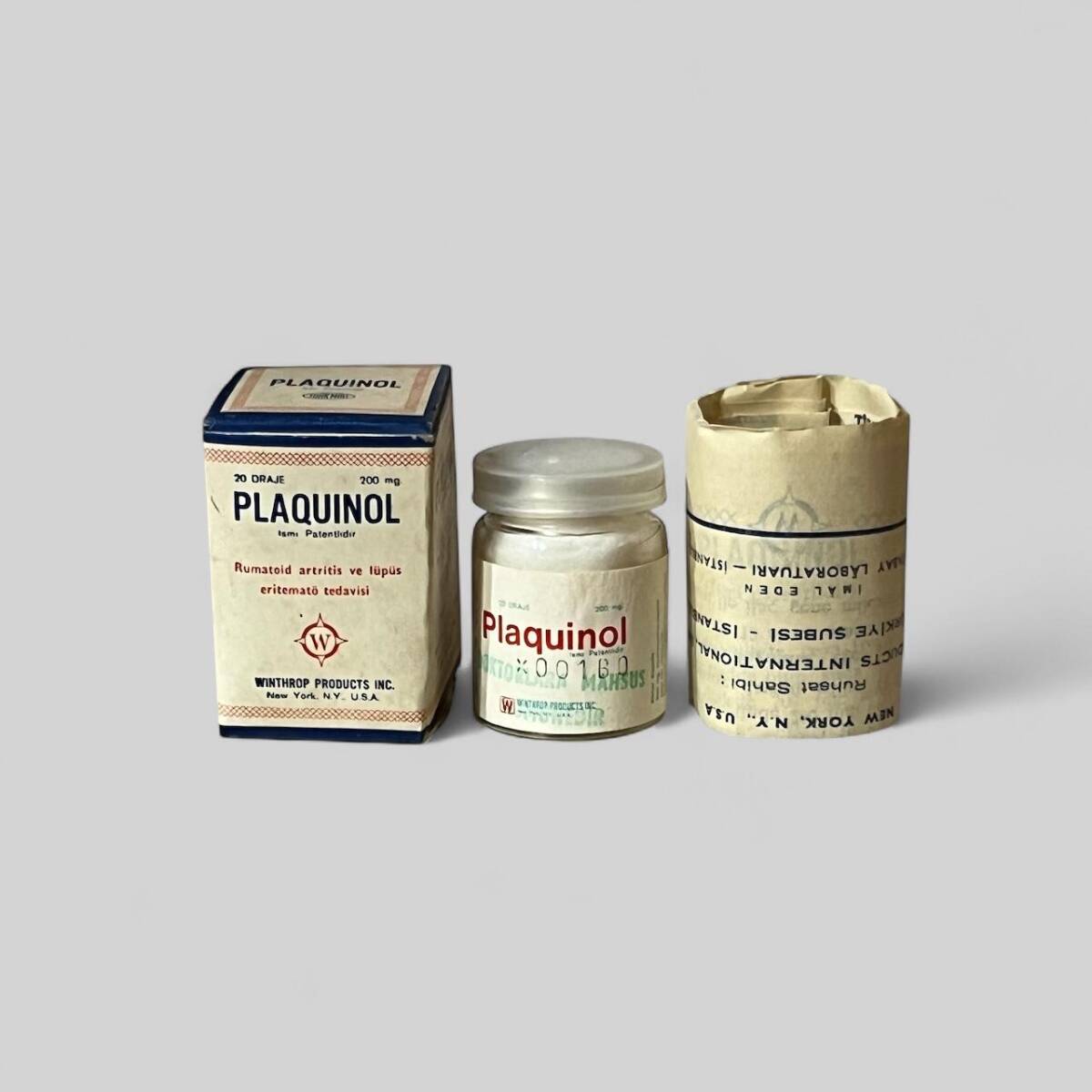 Vintage 1960s Plaquınol İlaç Kutusunda Koleksiyonluk Tüketilmez MDL423 - 1
