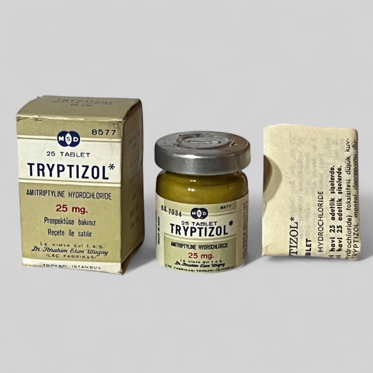 Vintage 1962 Tryptızol İlaç Kutusunda Koleksiyonluk Tüketilmez MDL414 - 1