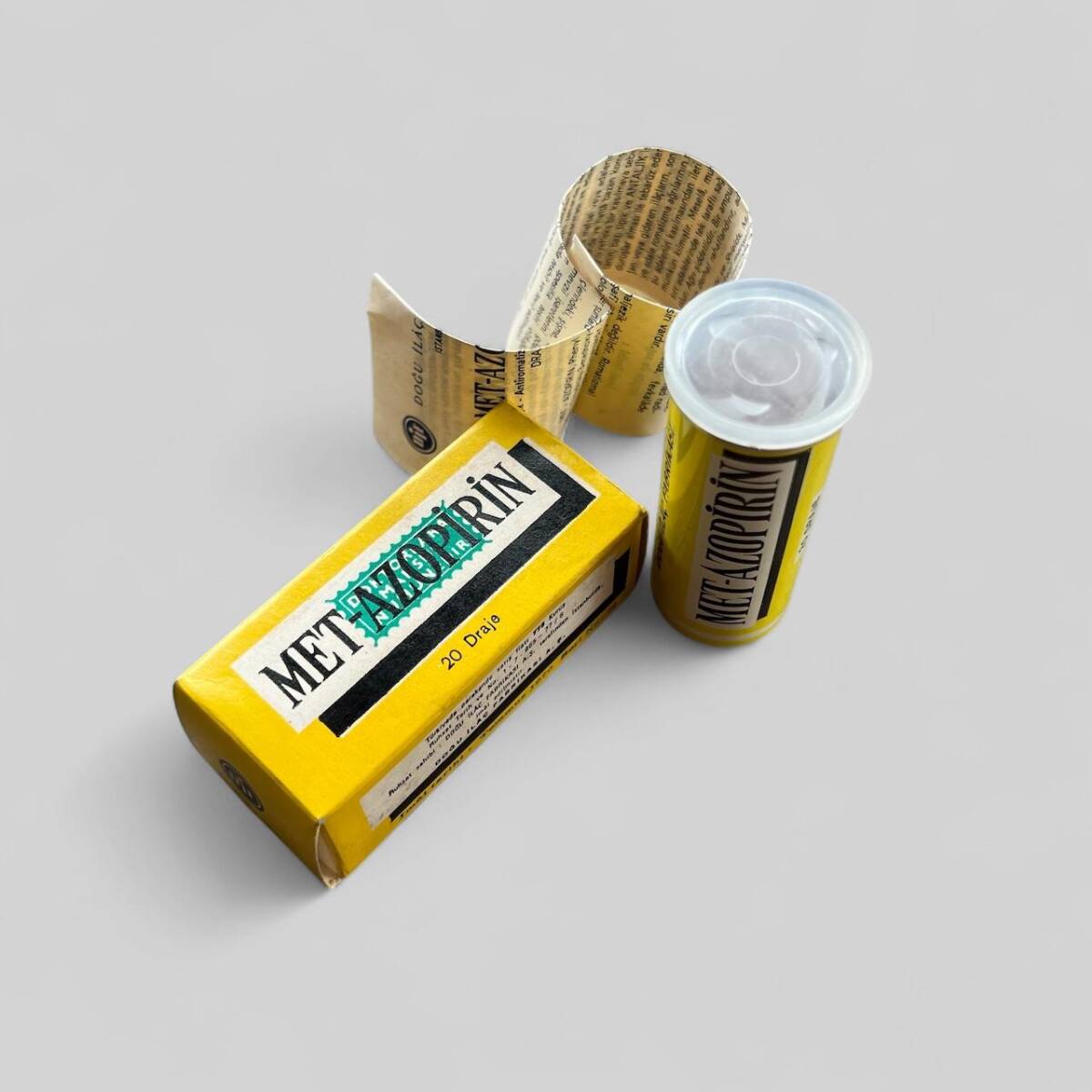 Vintage 1970 Met-azopirin İlaç Kutusunda Koleksiyonluk Tüketilmez MDL442 - 1