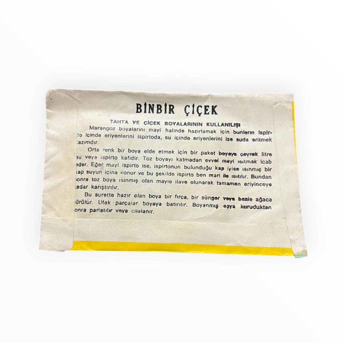 Vintage 1970's BİNBİR ÇİÇEK Çiçek Boyası No:09 Sarı AOB8943 - 2