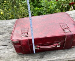 Vintage 1970s Bordo Seyahat Bavul AOB6405 - 4