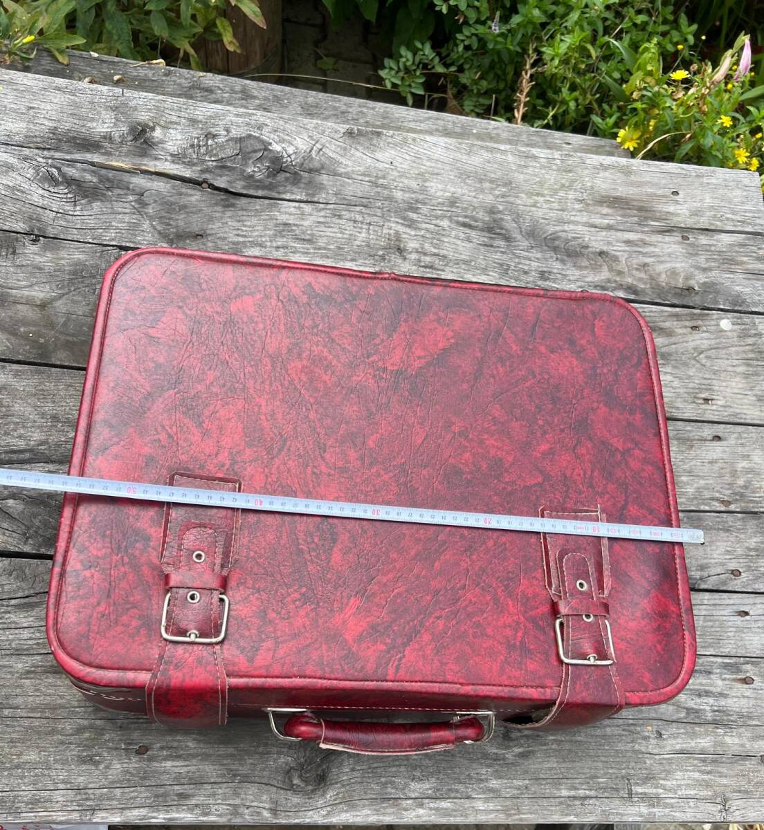Vintage 1970s Bordo Seyahat Bavul AOB6405 - 5