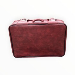 Vintage 1970s Bordo Seyahat Bavul AOB6406 - Gökçekoleksiyon