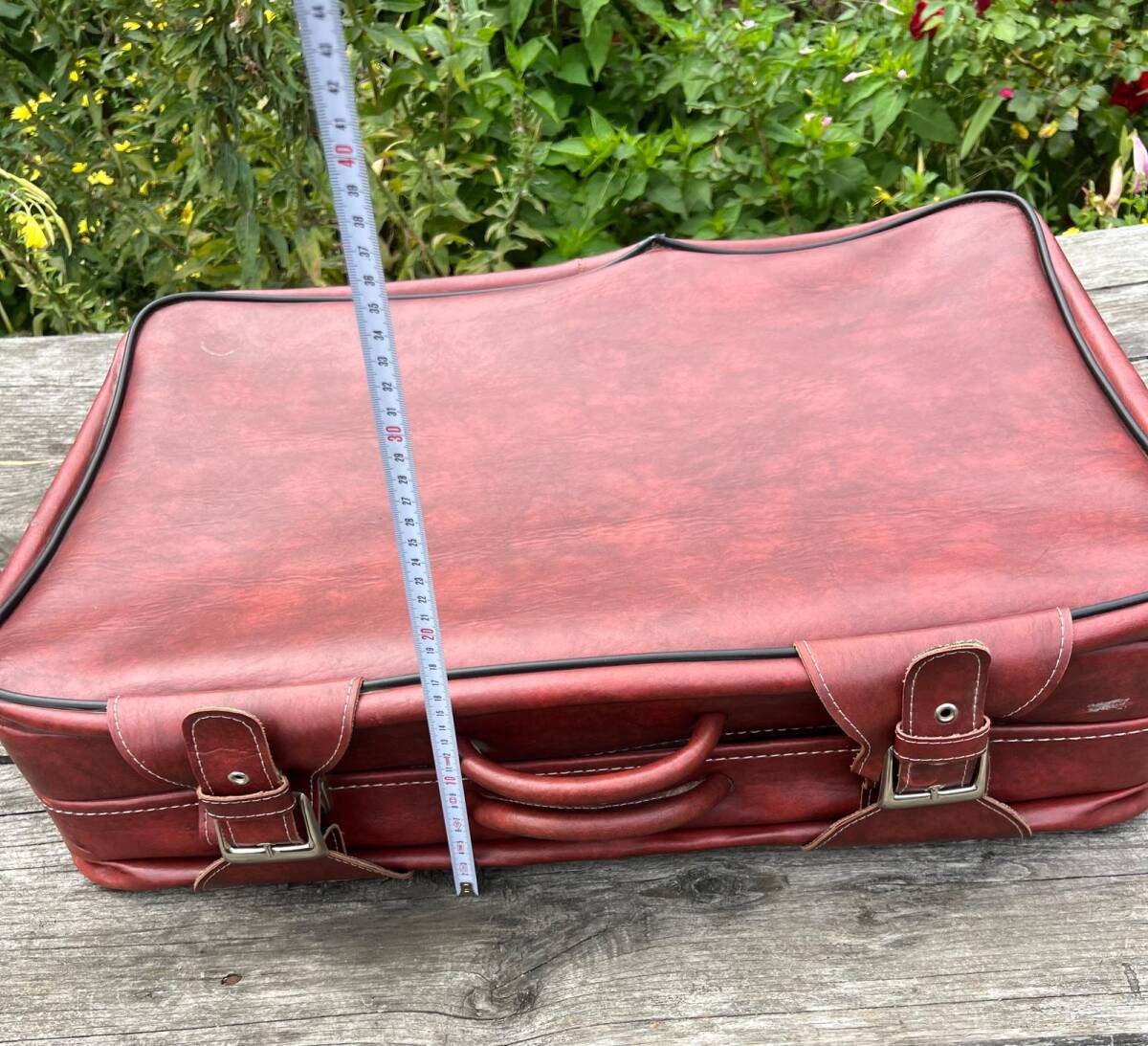 Vintage 1970s Bordo Seyahat Bavul AOB6406 - 6