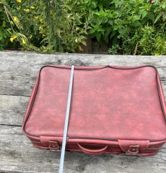 Vintage 1970s Bordo Seyahat Bavul AOB6406 - 5