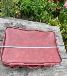 Vintage 1970s Bordo Seyahat Bavul AOB6406 - 4