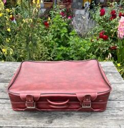 Vintage 1970s Bordo Seyahat Bavul AOB6406 - 3