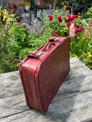 Vintage 1970s Bordo Seyahat Bavul AOB6406 - 2