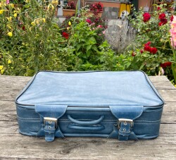 Vintage 1970s Mavi Seyahat Bavul AOB6403 - 7