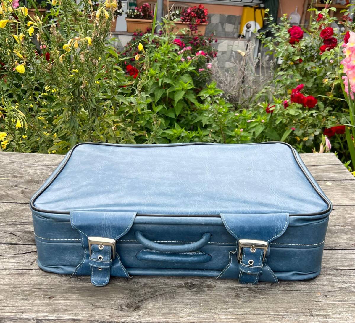 Vintage 1970s Mavi Seyahat Bavul AOB6403 - 7