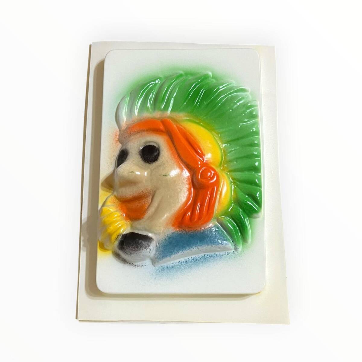 Vintage 1980-1990's Çizgi Filim Karekteri 'Kızılderili Kovboy'' Alçı Kalıbı 17x12.5cm AOB8749 - 1