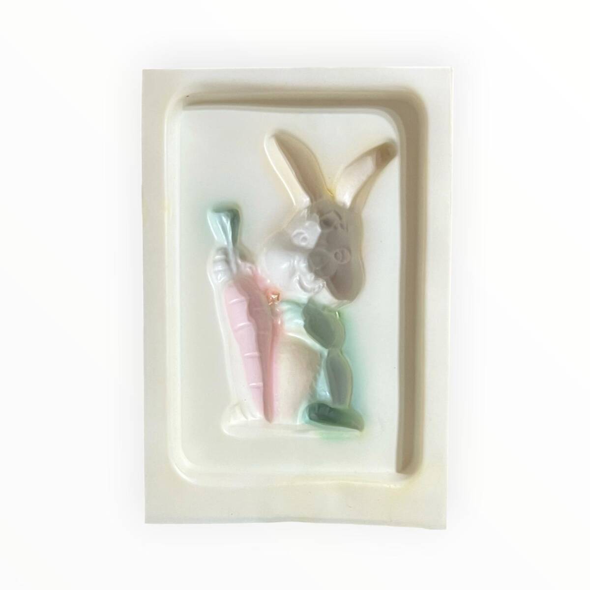 Vintage 1980-1990's ''Havuçlu Tavşan' Alçı Kalıbı 17x12.5cm AOB8756 - 2