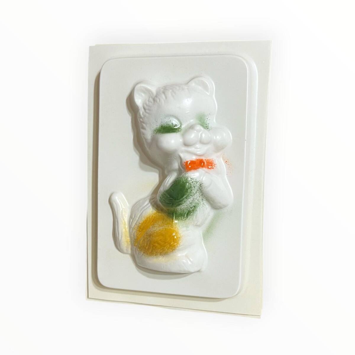 Vintage 1980-1990's ''Sevimli Kedicik'' Alçı Kalıbı 17x12.5cm AOB8779 - 1