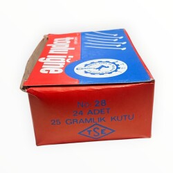 Vintage 1980's ATLI Nikelajlı Toplu İğne No: 28 -24 Adet 25gr' lık Dolu Paket AOB8675 - 3