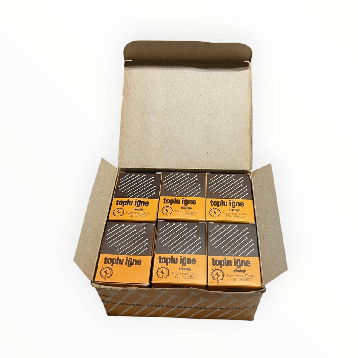 Vintage 1980's ATLI Nikelajlı Toplu İğne No: 28 -24 Adet 25gr' lık Dolu Paket AOB8678 - 3