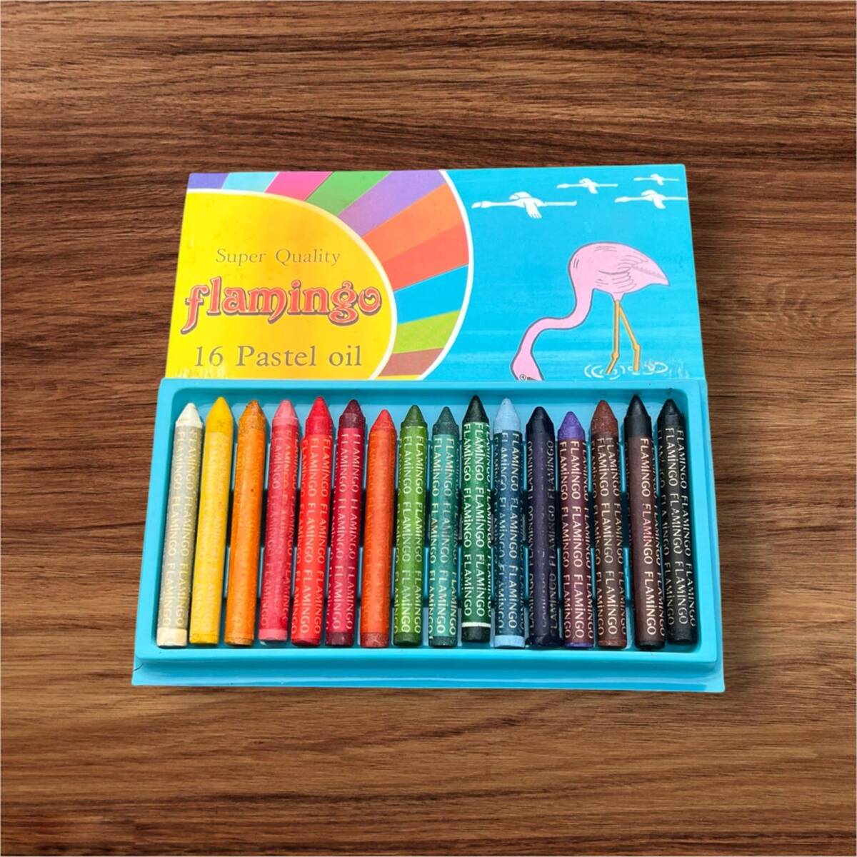 Vintage 1980's Flamingo 16 Renk Pastel Boya AOB8620 - 3