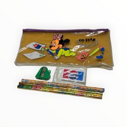 1980'ler Disney Mickey Mouse Vintage Kırtasiye Seti – Pepsi Silgili | AOB8725 - 2