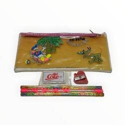 Mickey Mouse Vintage Okul Seti ve Kalem Kutusu 1980'ler Disney | AOB8726 - 2