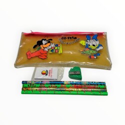 Vintage 1980's Mickey Mouse Kalem Kutusu Öğrenci Seti AOB8727 - 2