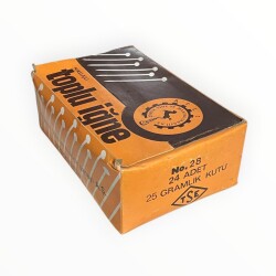 Vintage 1986 ATLI Nikelajlı Toplu İğne No: 28 -24 Adet 25gr' lık Dolu Paket AOB8677 - 3