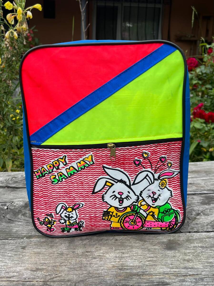Vintage 1990's HAPPY SAMMY Okul Öğrenci Çantası AOB8517 - 4
