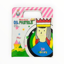 Vintage 1990's Monami Marka 24 Renkli Yağlı Pastel Boya Seti AOB6412 - Gökçekoleksiyon