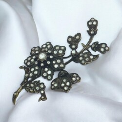 Vintage 8 Ayar Elmas Taşlı Broş ELM133 #15.56 - Gökçekoleksiyon