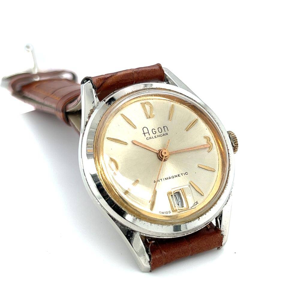 Vintage AGON CALENDAR Kurmalı Unisex Kol Saati EBY299 - 3