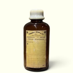 Vintage Amber Renkli Donnell,Hunt&Co.Druggists,Greensburg İndiana Yazılı Ecza Şişesi 21cm AOB8823 - 