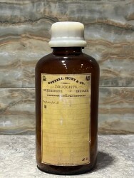 Vintage Amber Renkli Donnell,Hunt&Co.Druggists,Greensburg İndiana Yazılı Ecza Şişesi 21cm AOB8823 - 5