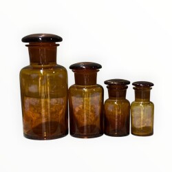 Vintage Amber Renkli Eczacı Şişeleri Dört Boy Set AOB8838 - 