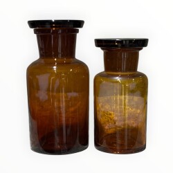 Vintage Amber Renkli Eczacı Şişeleri İki Boy Set 11,9cm AOB8840 - 