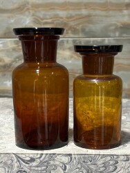 Vintage Amber Renkli Eczacı Şişeleri İki Boy Set 11,9cm AOB8840 - 3
