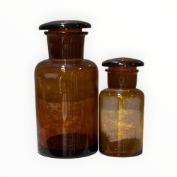 Vintage Amber Renkli Eczacı Şişeleri İki Boy Set 13,9cm AOB8839 - 